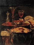 Christian Berentz Crystal Glasses and Sponge Cakes oil painting on canvas